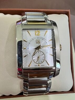 ESQ by Movado Men’s Swiss Quartz Stainless Steel Two-Tone Rectangular Watch